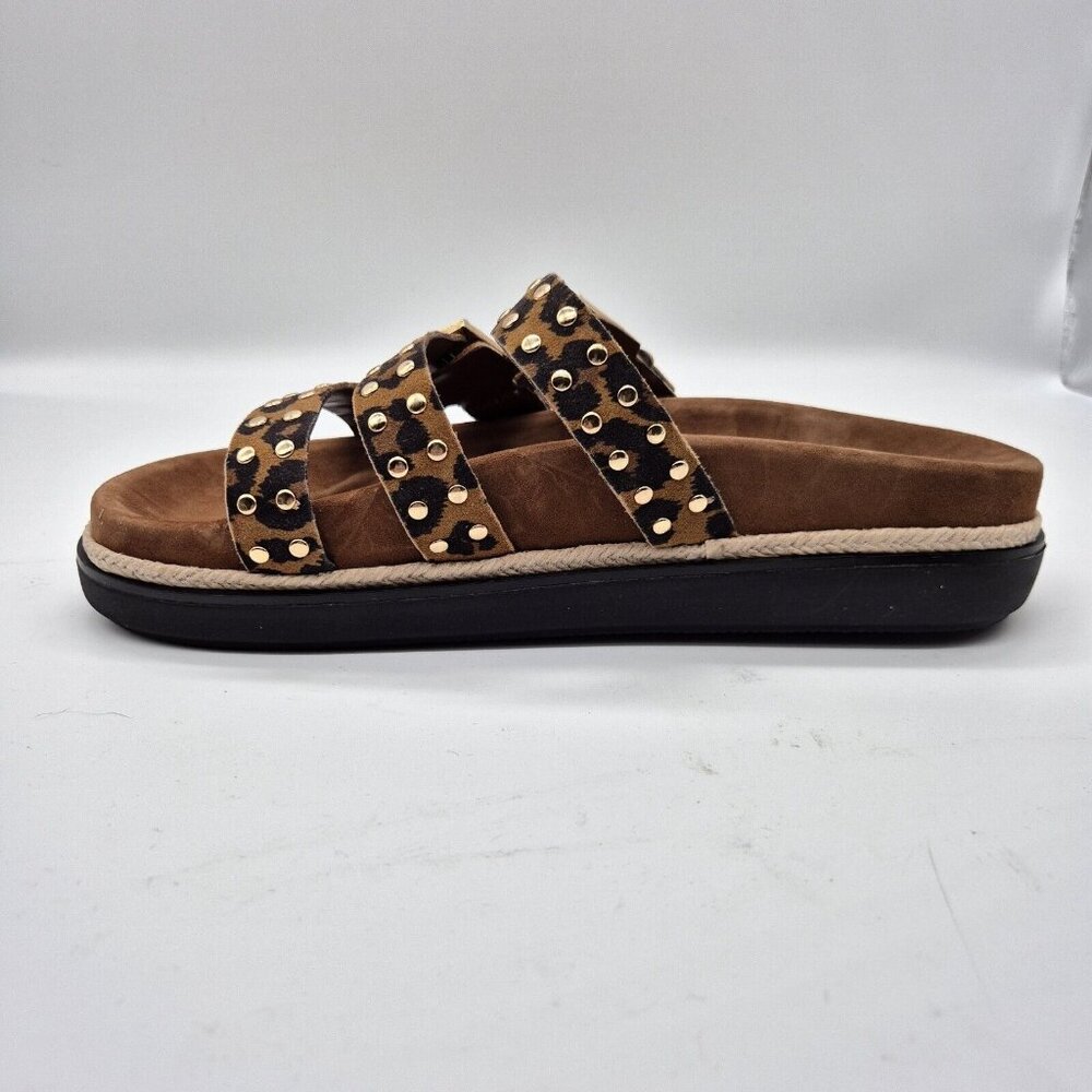 Vince Camuto Ciandra Size 9.5 M Slip On Slide 3 Straps Buckle Brown Flat 934 - Picture 4 of 8